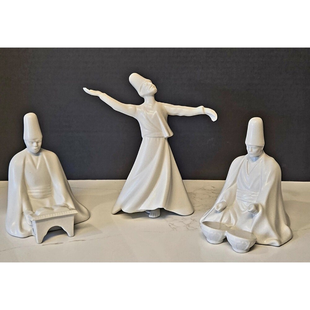 Vintage Sumerbank Yarimca Porcelain Whirling Dervish Figurines Mevlevi Sufi Set